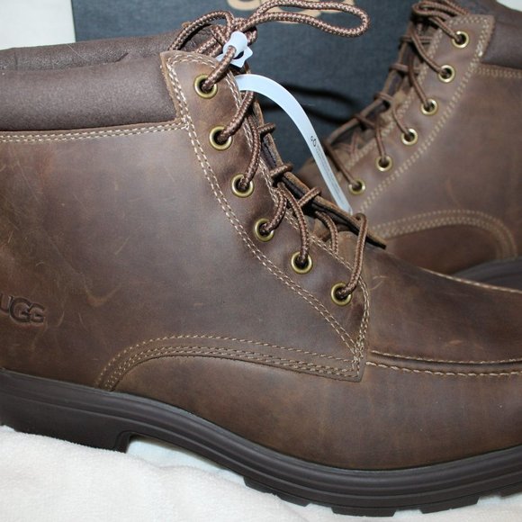 NIB UGG MEN'S LEATHER WATERPROOF‎ WORK WINTER BOOTS STOUT BROWNN 11.5 - Picture 3 of 8